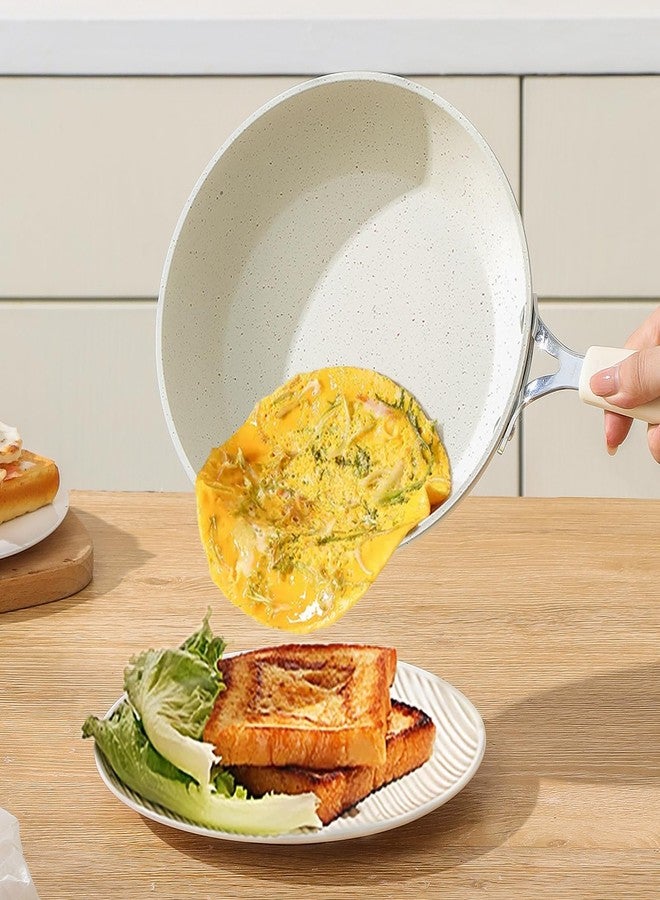 MAX COOK MAXCOOK Mini Nonstick Egg Pan, 6.3 Inch Omelet Pan, Small Single Serve Egg Nonstick Skillet, Medical Stone Coating Cookware with Heat-Resistant Handle (16 cm, White) - Image 2